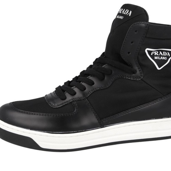 Prada Other - Prada Men's Black and White High-Top Sneakers size 36(6)